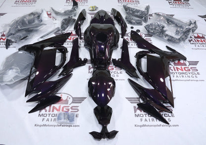 Kawasaki Ninja 650 Fairings (2020-2025) Dark Purple, Orange Chameleon at KingsMotorcycleFairings.com