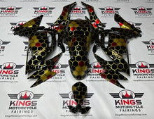 Kawasaki Ninja 650 Fairings (2020-2025) Honeycomb Black, Gold, Red at KingsMotorcycleFairings.com