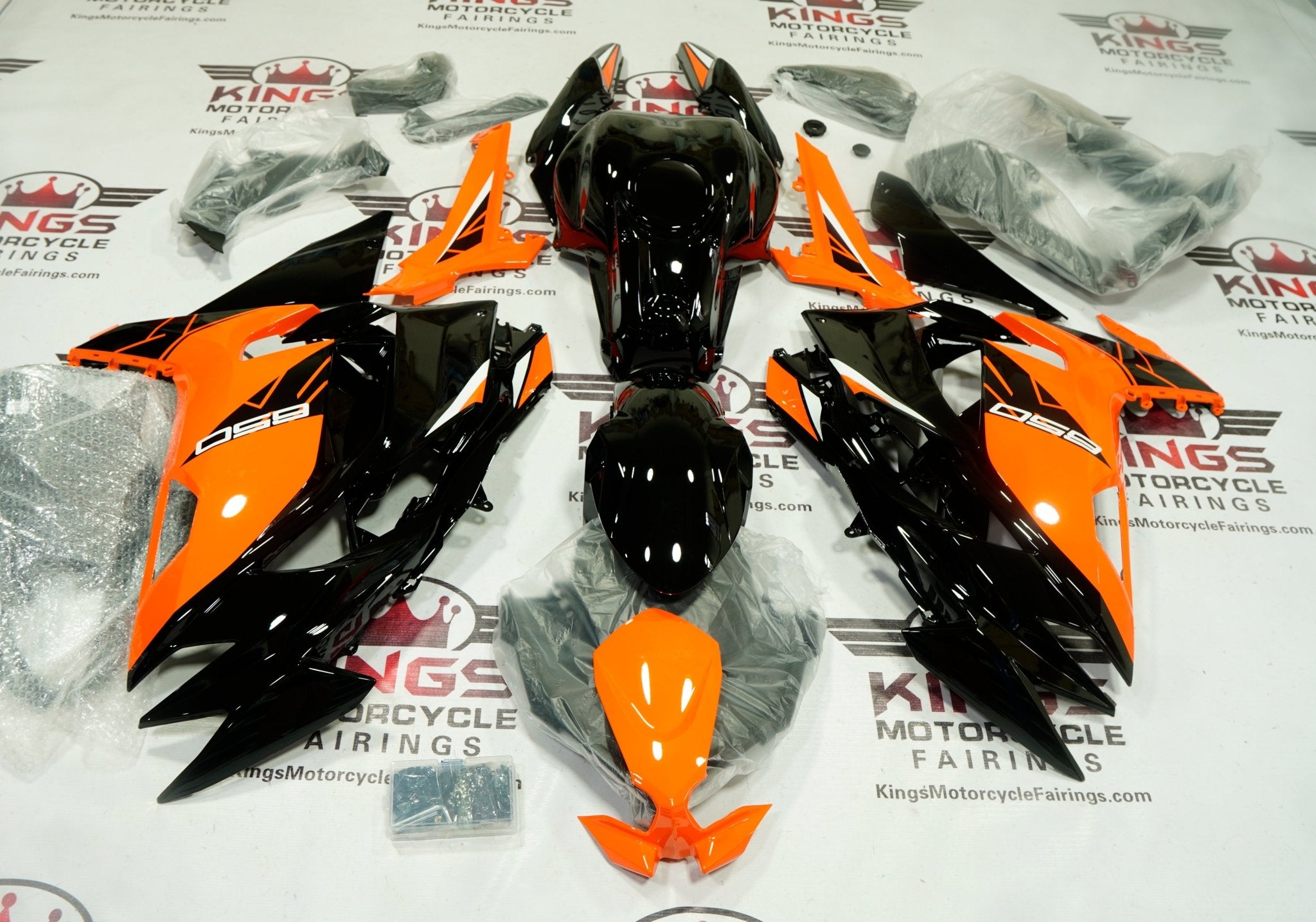 Kawasaki Ninja 650 Fairings (2020-2025) Orange, Black, White at KingsMotorcycleFairings.com