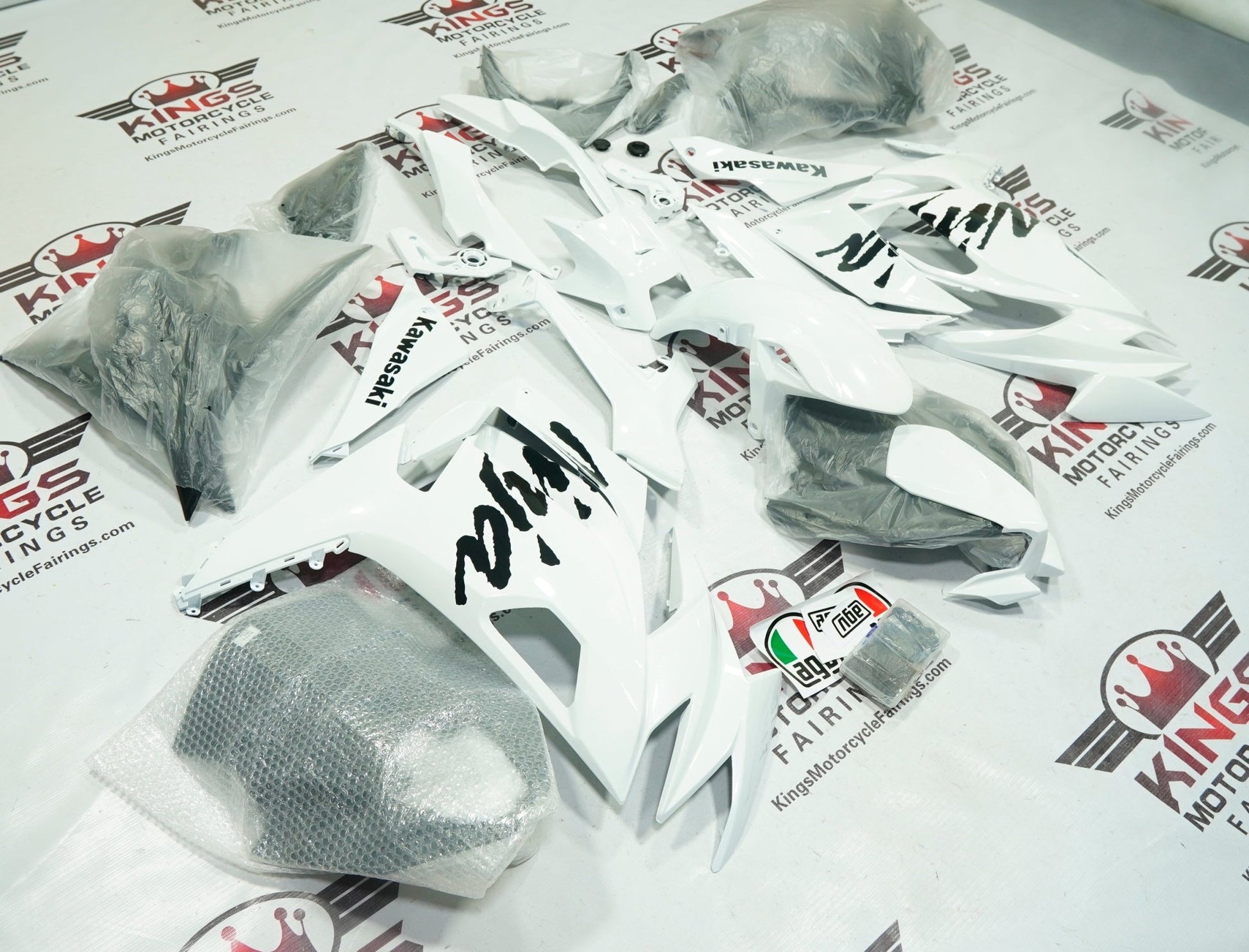 Kawasaki Ninja 650 Fairings (2020-2025) White Gloss, Black at KingsMotorcycleFairings.com