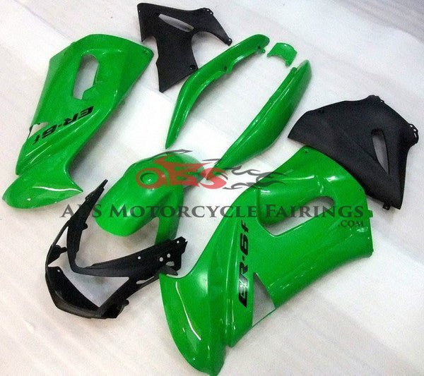 Kawasaki Ninja 650R Fairing Kit (2006-2008) Green, Black at KingsMotorcycleFairings.com