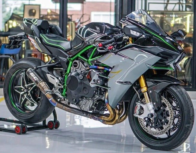 Kawasaki Ninja H2 Fairing kit (2015-2022) Gray, Black, Green at KingsMotorcycleFairings.com