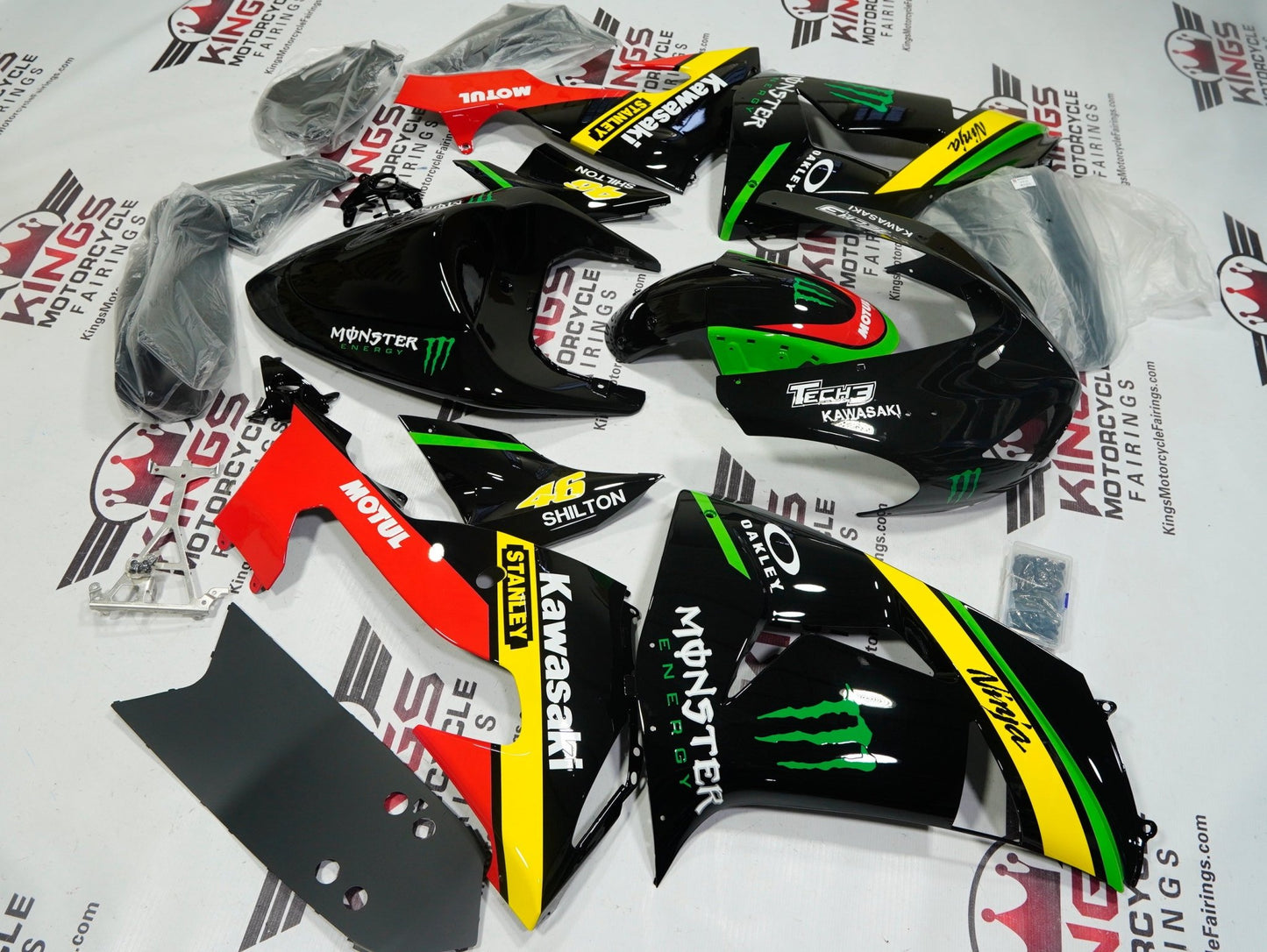 Kawasaki Ninja ZX-10R Fairings(2006-2007) Black, Yellow, Red, Green Monster Energy at KingsMotorcycleFairings.com