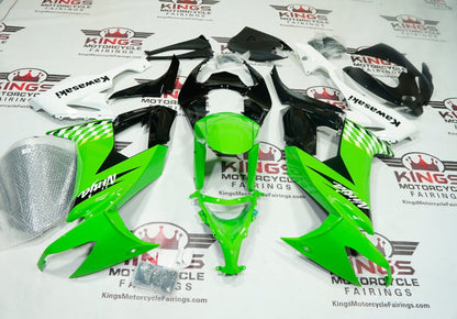 Kawasaki Ninja ZX10R Fairings (2008-2010) Green, Black, White Checkered at KingsMotorcycleFairings.com