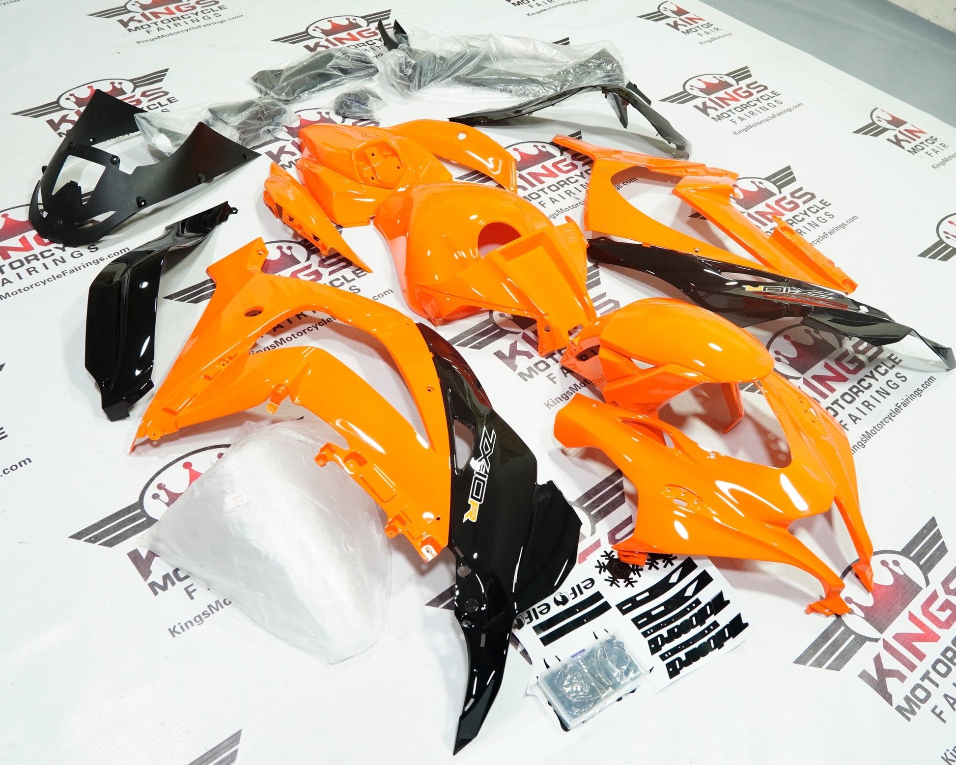 Kawasaki Ninja ZX10R Fairing set (2016-2020) Orange, Black at KingsMotorcycleFairings.com