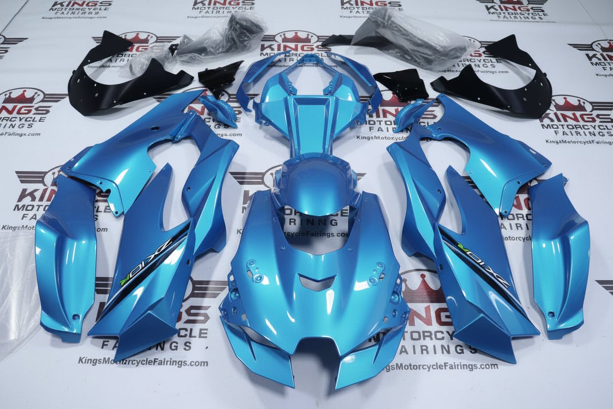 Kawasaki Ninja ZX10R Fairings (2021-2025) Blue, White, Green at KingsMotorcycleFairings.com