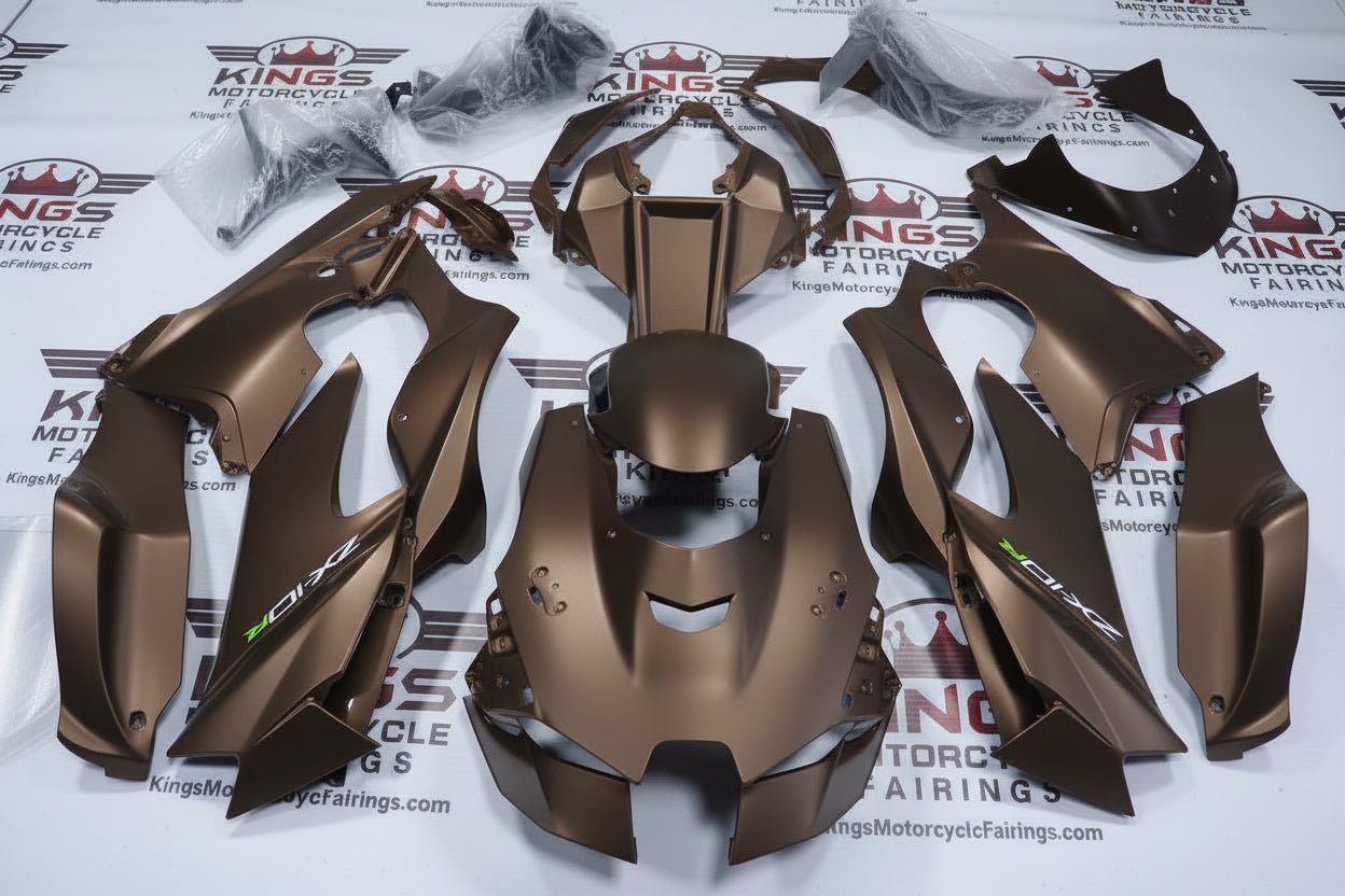 Kawasaki Ninja ZX10R Fairings (2021-2025) Matte Brown, White, Green at KingsMotorcycleFairings.com
