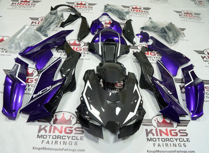 Kawasaki Ninja ZX10R Fairings (2021-2025) Purple, Faux Carbon Fiber, White at KingsMotorcycleFairings.com