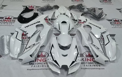 Kawasaki Ninja ZX10R Fairings (2021-2025) White, Black Striping from KingsMotorcycleFairings.com