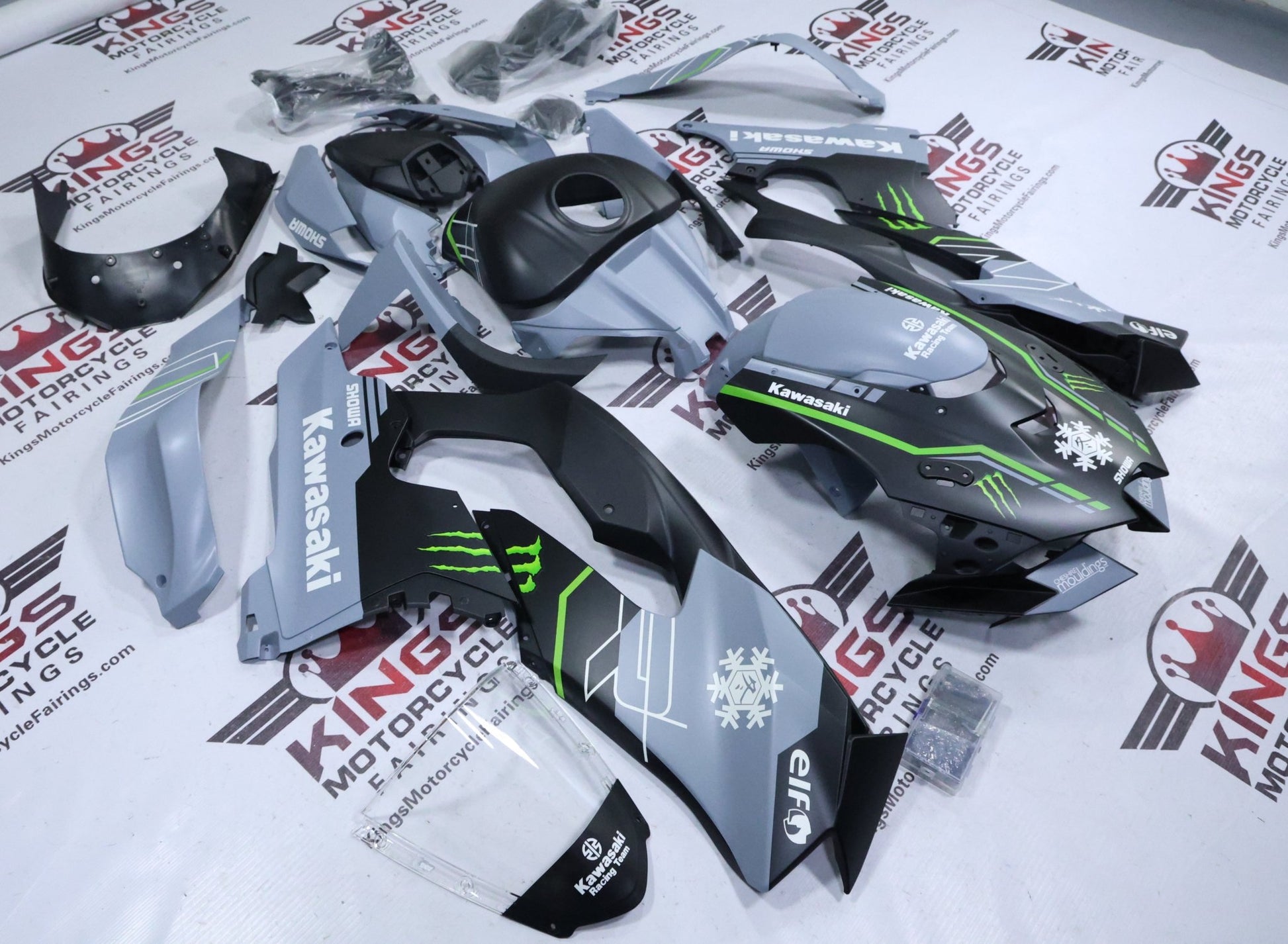 Kawasaki Ninja ZX10RR Fairings (2021-2025) Matte Black, Gray, Green, White from KingsMotorcycleFairings.com