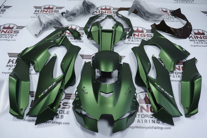 Kawasaki Ninja ZX10RR Fairings (2021-2025) Matte Green, White at KingsMotorcycleFairings.com