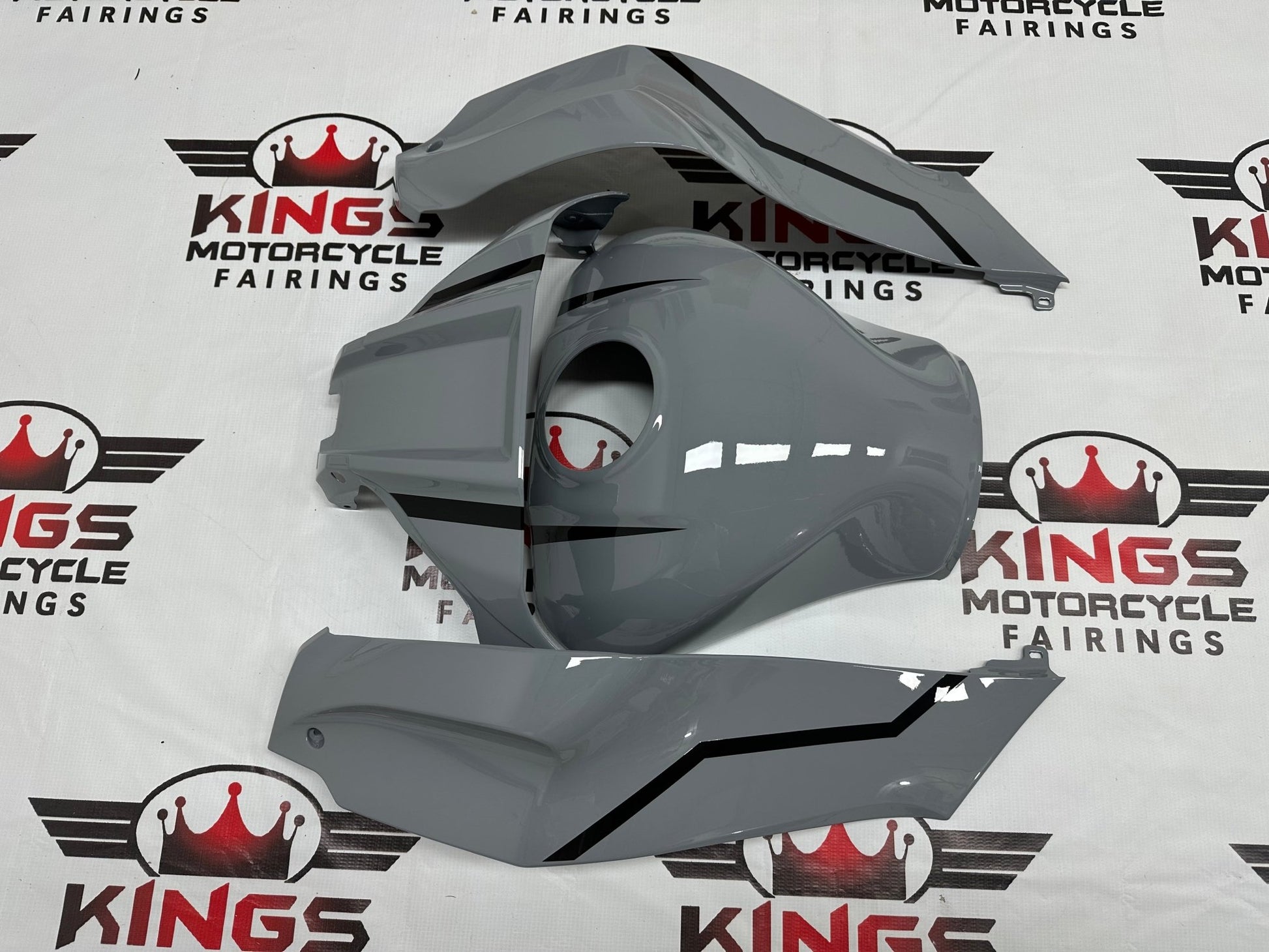 Kawasaki Ninja ZX10R Tank Cover Fairing (2021-2025) Nardo Gray, Black at KingsMotorcycleFairings.com