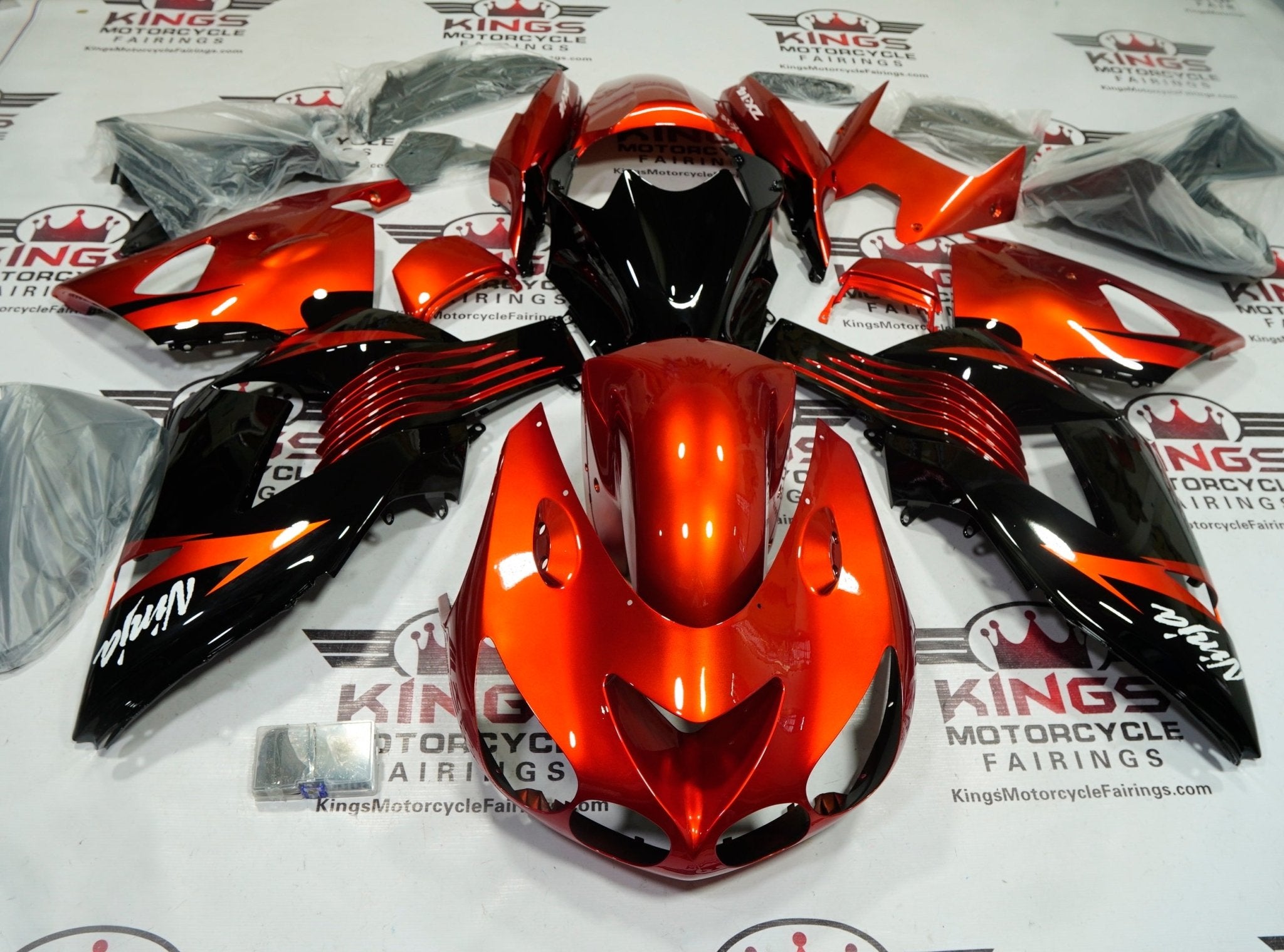 Kawasaki Ninja ZX14R Fairings (2006-2011) Black, Burnt Orange at KingsMotorcycleFairings.com