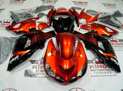 Kawasaki Ninja ZX14R Fairings (2006-2011) Black, Burnt Orange at KingsMotorcycleFairings.com