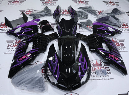 Kawasaki Ninja ZX14R Fairings (2006-2011) Black, Purple Flames, Pink at KingsMotorcycleFairings.com