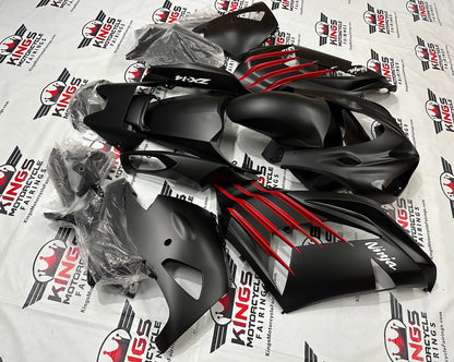 Kawasaki Ninja ZX14R Fairings (2012-2024) Matte Black, Red from KingsMotorcycleFairings.com