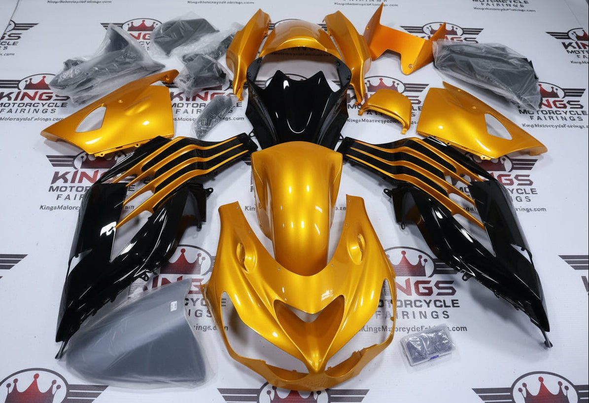 Kawasaki Ninja ZX-14R Fairings (2012-2024) Yellow, Black at KingsMotorcycleFairings.com