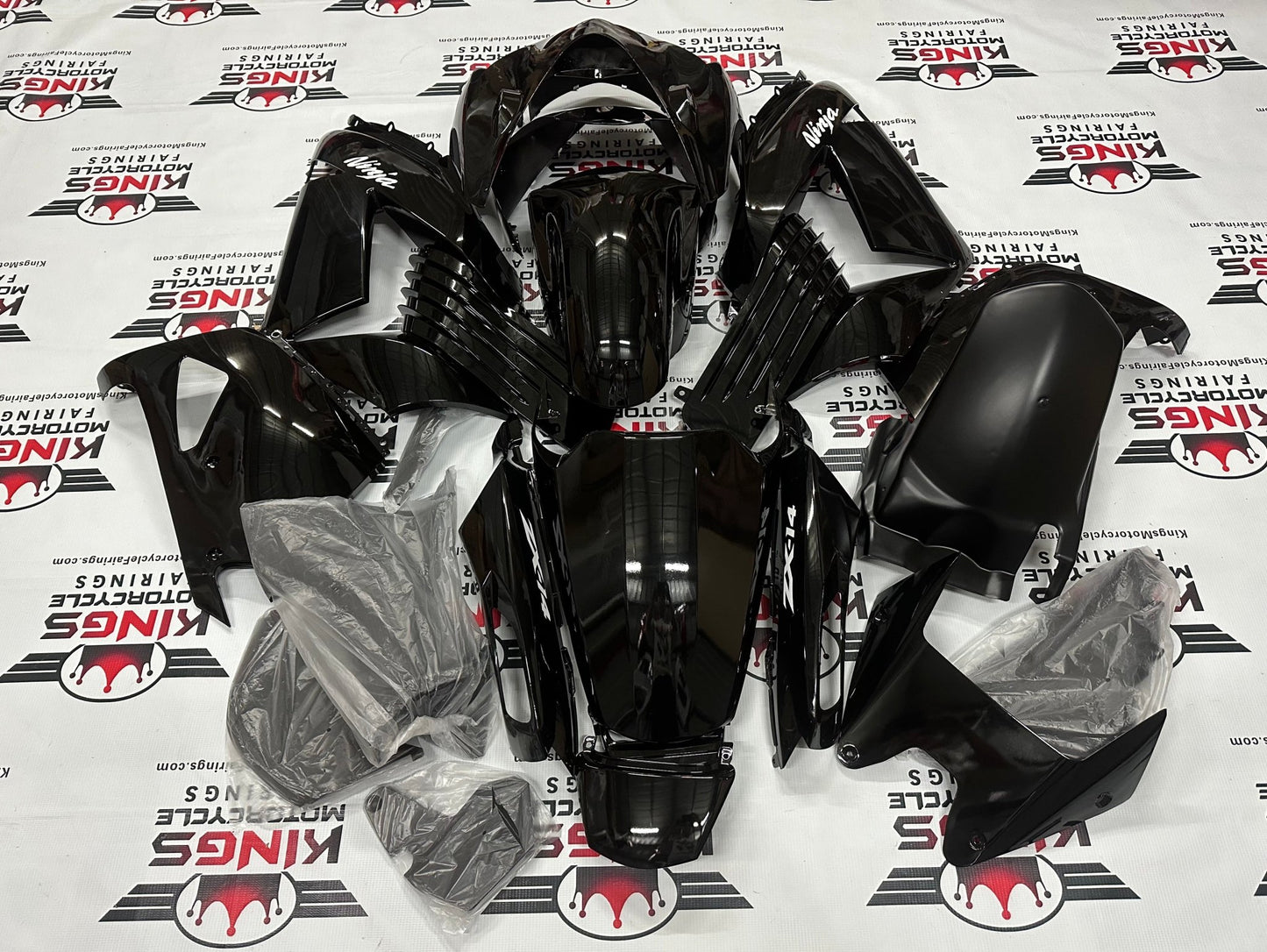 Black Kawasaki Ninja ZX14R Fairings (2006-2011) at KingsMotorcycleFairings.com