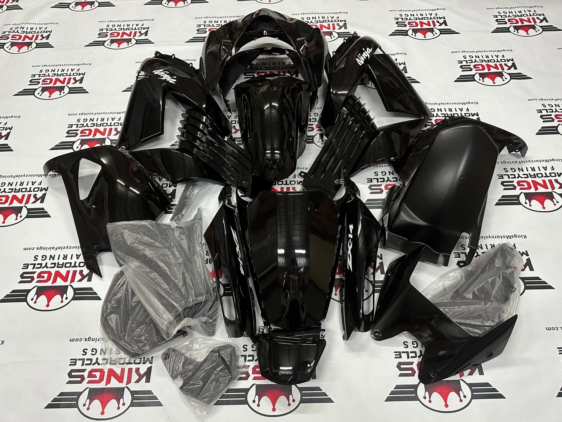 Black Kawasaki Ninja ZX14R Fairings (2006-2011) at KingsMotorcycleFairings.com