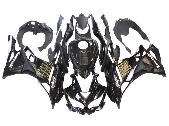 Kawasaki Ninja ZX4R Fairings (2019-2025) Black, White, Gold at KingsMotorcycleFairings.com