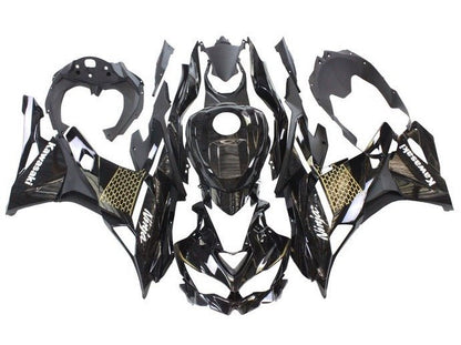 Kawasaki Ninja ZX4R Fairings (2019-2025) Black, White, Gold at KingsMotorcycleFairings.com