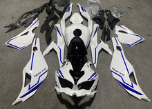 Kawasaki Ninja ZX4R Fairings (2019-2025) White, Blue Stripes at KingsMotorcycleFairings.com