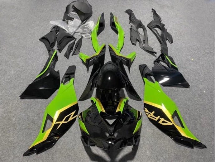 Kawasaki Ninja ZX4RR Fairings (2019-2025) Black, Green, Gold at KingsMotorcycleFairings.com