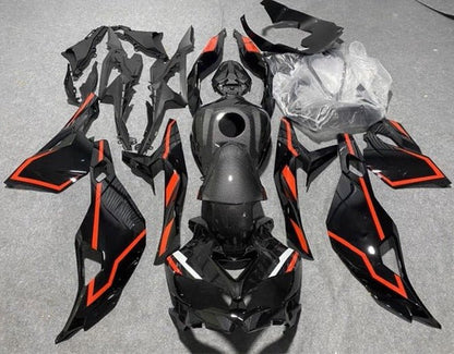 Kawasaki Ninja ZX4RR Fairing kit (2019-2025) Faux Carbon Fiber, Black, Red at KingsMotorcycleFairings.com