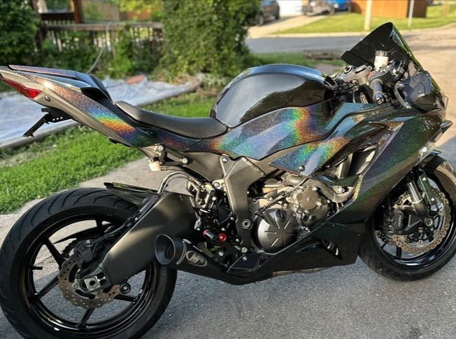 Kawasaki Ninja ZX6R 636 Fairing Kit (2019-2023) Black Metallic Rainbow Glitter from KingsMotorcycleFairings.com
