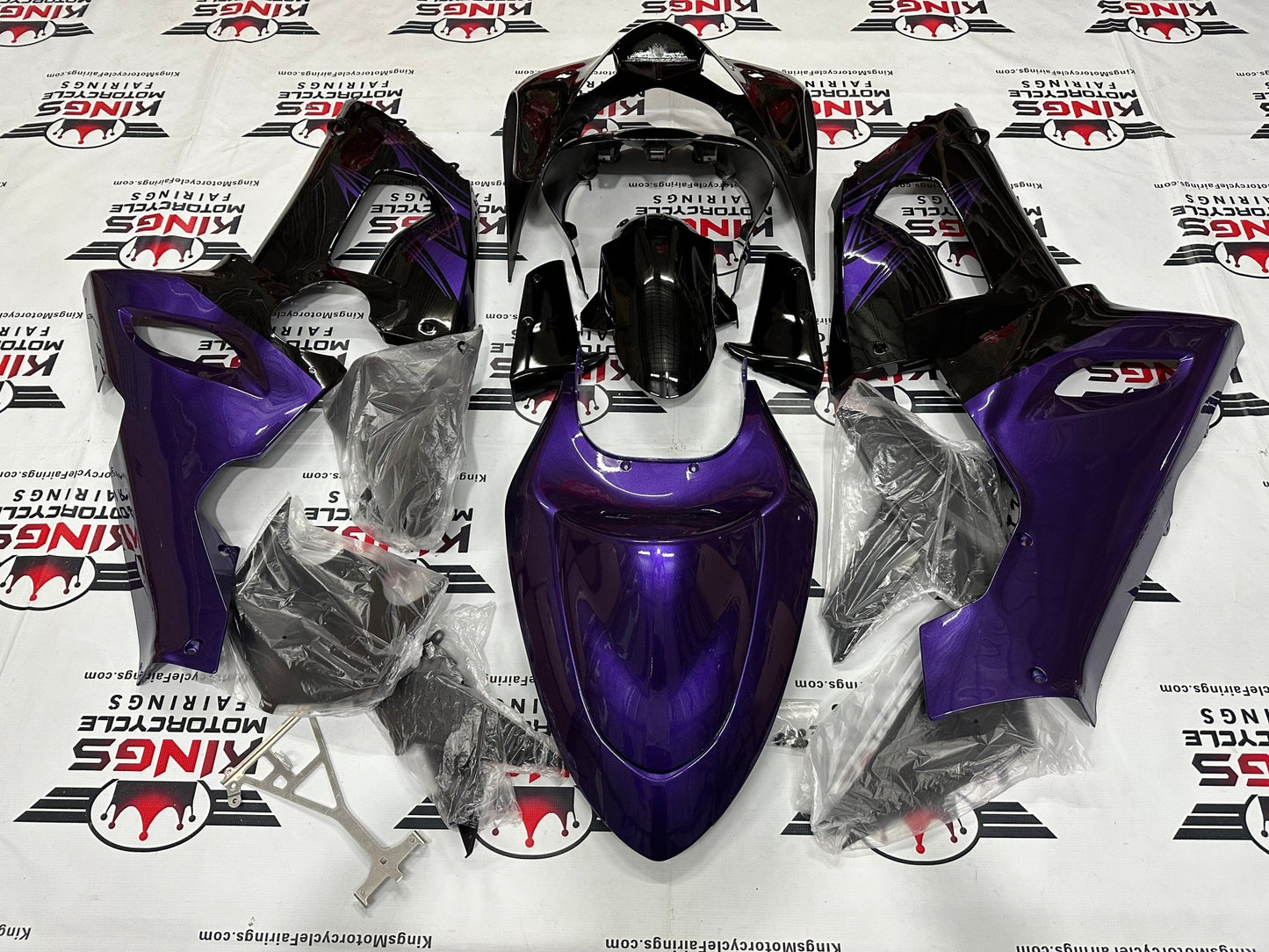 Kawasaki Ninja ZX6R 636 Fairings (2005-2006) Black, Purple Stripe from KingsMotorcycleFairings.com