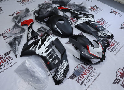 Kawasaki Ninja ZX6R 636 Fairings (2007-2008) Matte Black, White, Red Beacon from KingsMotorcycleFairings.com