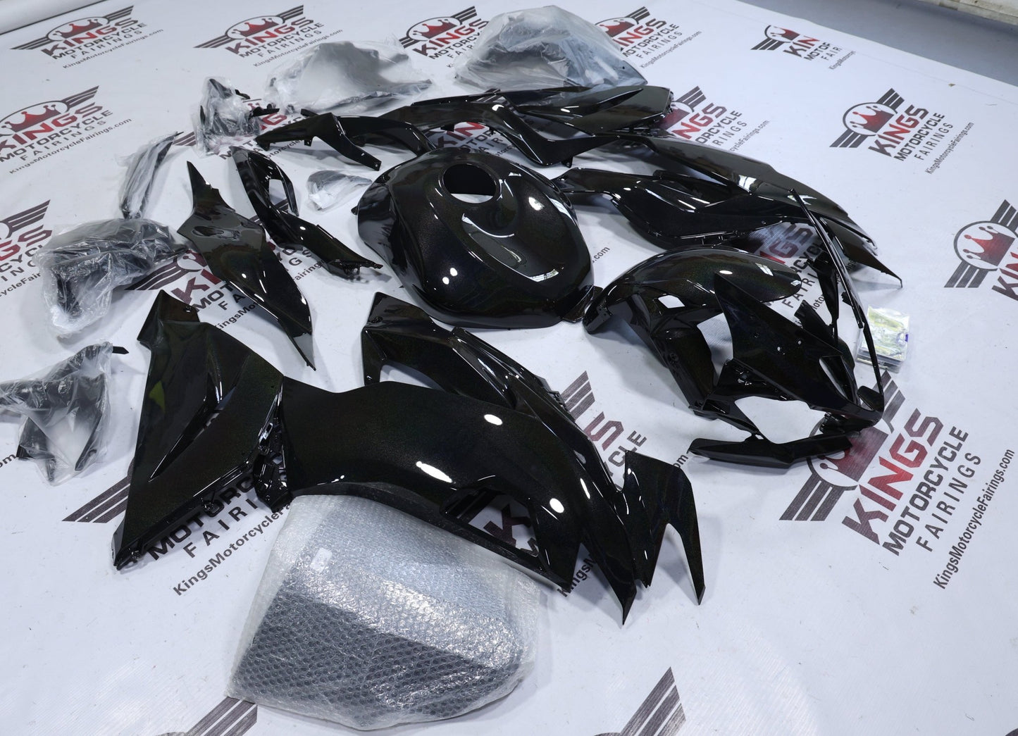 Kawasaki Ninja ZX6R 636 Fairings (2019-2023) Black Rainbow Glitter at KingsMotorcycleFairings.com