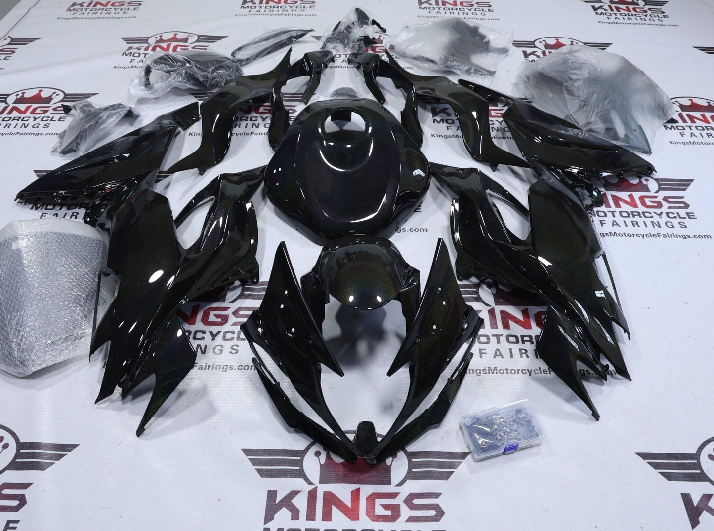 Kawasaki Ninja ZX6R 636 Fairings (2019-2023) Black Rainbow Glitter from KingsMotorcycleFairings.com