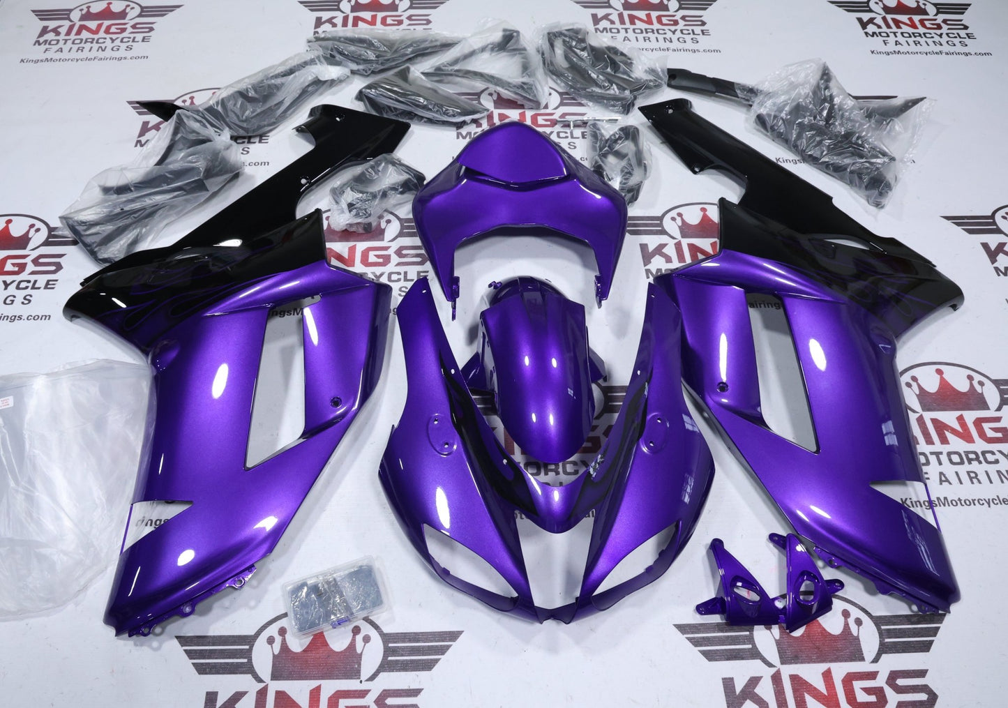 Kawasaki Ninja ZX6R Fairings (2007-2008) Purple, Black from KingsMotorcycleFairings.com