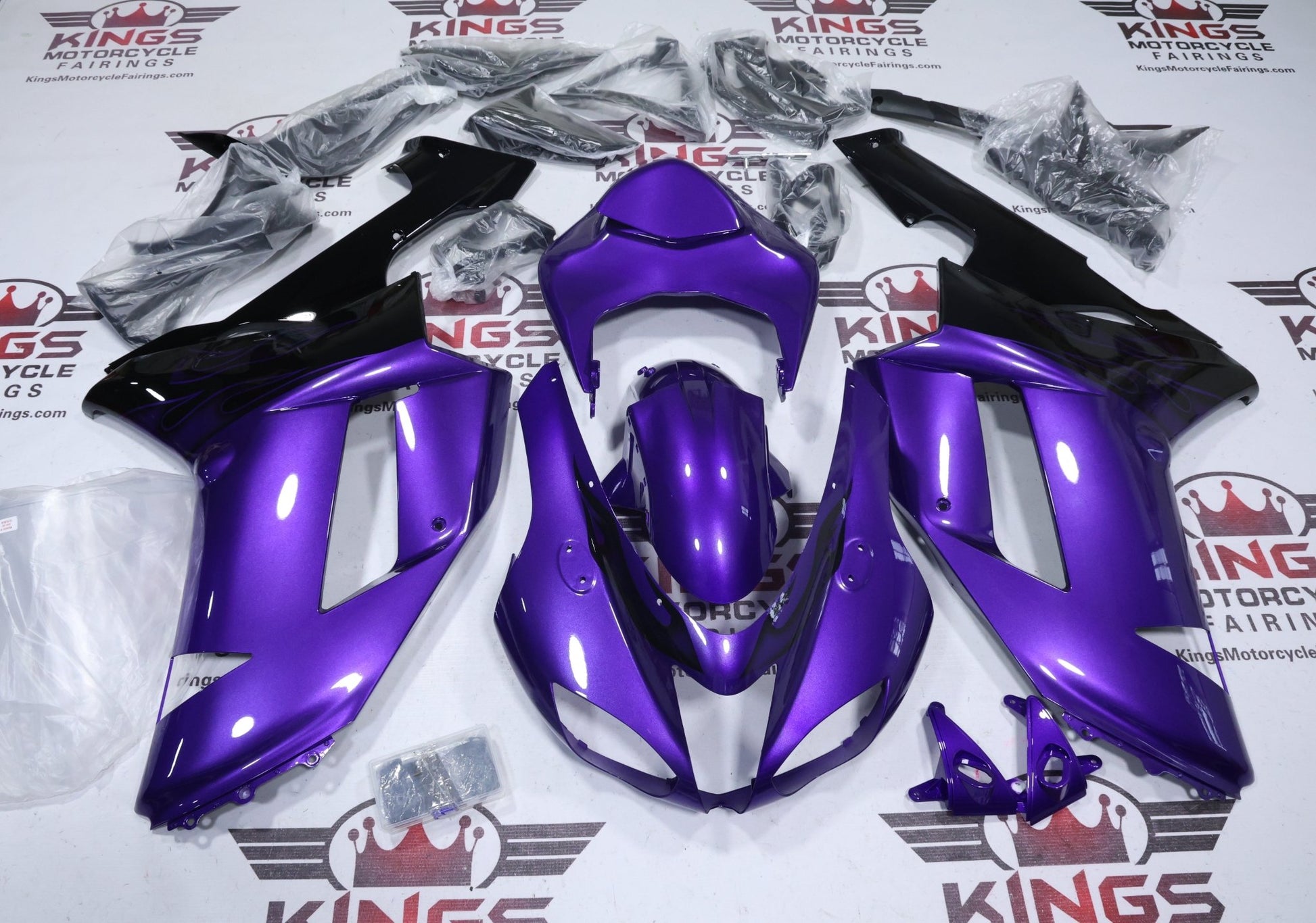 Kawasaki Ninja ZX6R Fairings (2007-2008) Purple, Black from KingsMotorcycleFairings.com