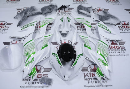 Kawasaki Ninja ZX6R Fairings (2019-2023) White, Green, Black, Honeycomb at KingsMotorcycleFairings.com