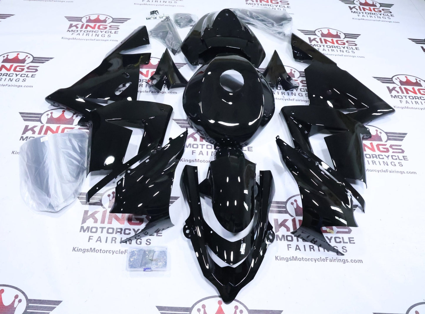 Kawasaki ZX-10R Fairings (2004-2005) All Black from KingsMotorcycleFairings.com