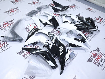 Kawasaki ZX-10R Fairings (2016-2020) White, Black, Silver Stripe at KingsMotorcycleFairings.com