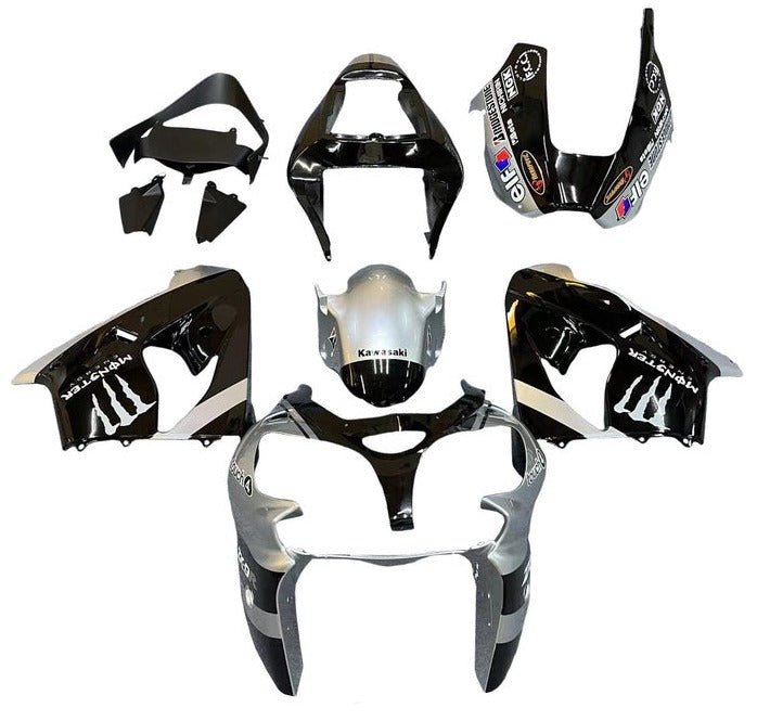 Kawasaki ZX-9R Fairings (2002-2003) Silver, Black, Monster at KingsMotorcycleFairings.com