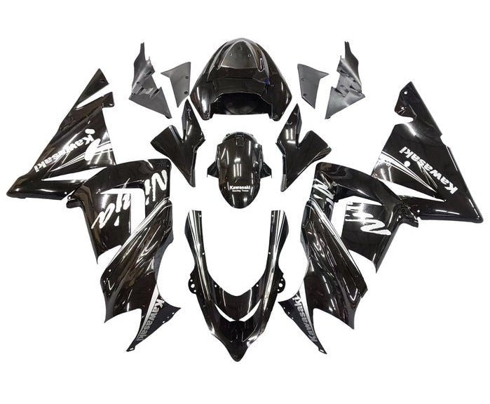 Kawasaki ZX10R Fairings (2004-2005) Black, White Stripe at KingsMotorcycleFairings.com
