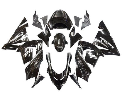 Kawasaki ZX10R Fairings (2004-2005) Black, White Stripe at KingsMotorcycleFairings.com