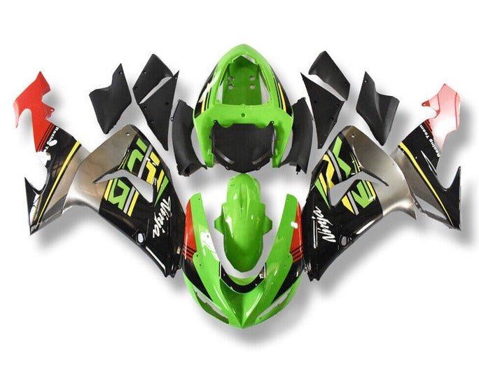 Kawasaki ZX10R Fairings (2006-2007) Green, Black, Gray, Red at KingsMotorcycleFairings.com