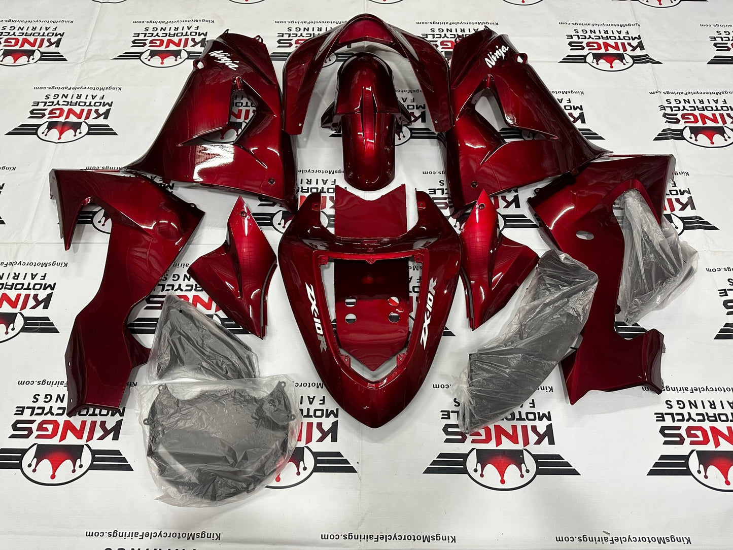 Kawasaki ZX10R Fairings (2006-2007) Red Candy, White from KingsMotorcycleFairings.com