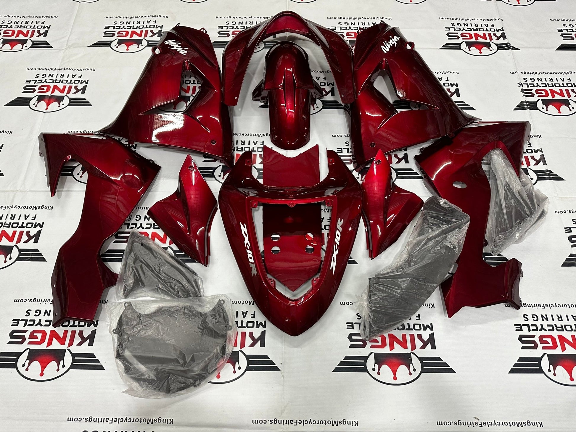 Kawasaki ZX10R Fairings (2006-2007) Red Candy, White from KingsMotorcycleFairings.com