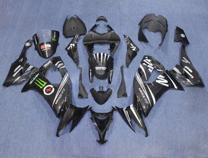 Kawasaki ZX10R Fairings (2008-2010) Black, White Stripe at KingsMotorcycleFairings.com