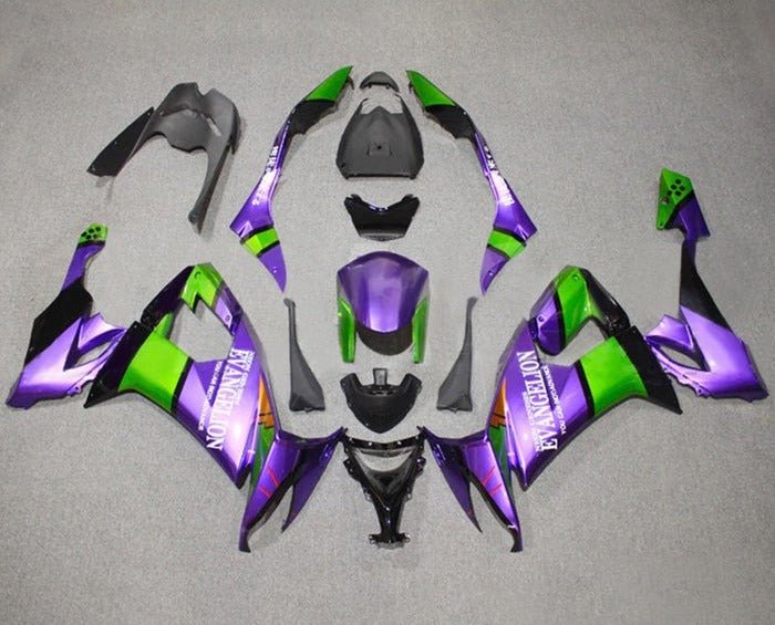 Kawasaki ZX10R Fairings (2008-2010) Purple, Green, Evangelion at KingsMotorcycleFairings.com