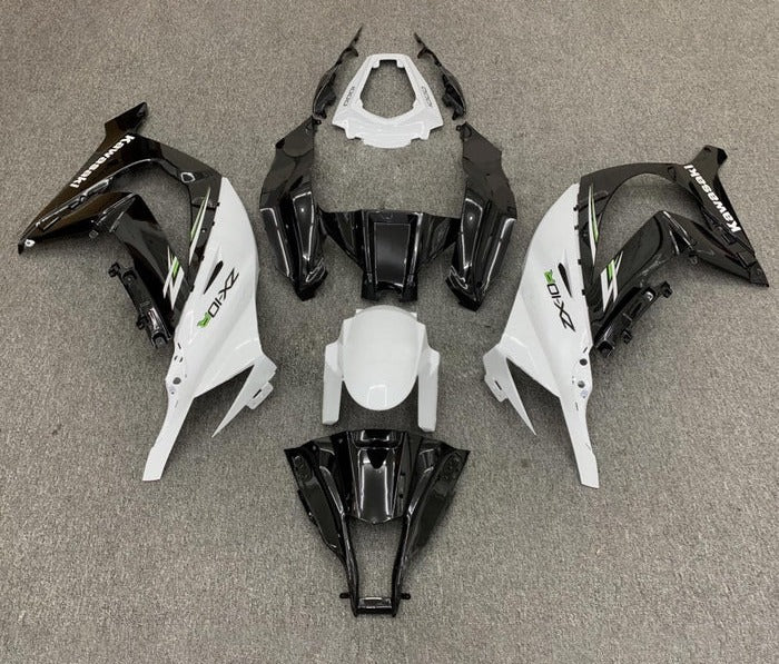 Kawasaki ZX10R Fairings (2011-2015) Gloss Black, White at KingsMotorcycleFairings.com
