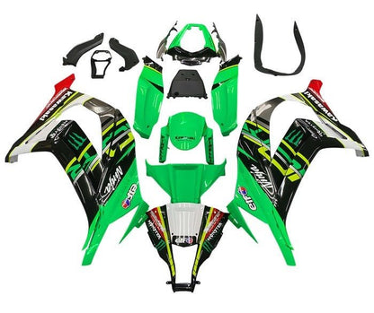Kawasaki ZX10R Fairings (2011-2015) Green, Yellow, Stripe at KingsMotorcycleFairings.com