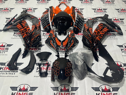 Fairings for Kawasaki ZX10R (2016-2020) Black, Red, Gray Honeycomb at KingsMotorcycleFairings.com