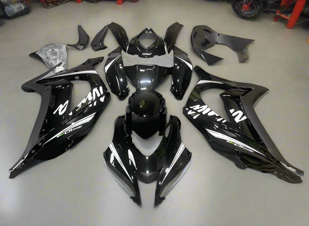Kawasaki ZX10R Fairings (2016-2020) Black, White Stripe at KingsMotorcycleFairings.com